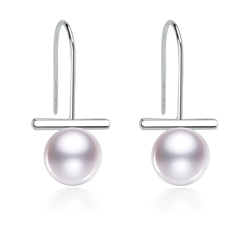 

SNH 6-7mm round fine Natural White Pearl Shiny Circle Earrings Freshwater Pearl Earrings 925 Silver Studs Earrings