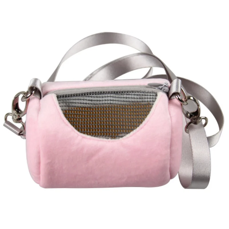 

Small Pets Hamster Carrier Travel Bag Small Animal Breathable Detachable Strap Zippered Single Shoulder Bags Outdoor Carrier New