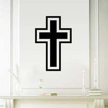 Настенные наклейки с христианским крестом для гостиной, украшения дома, Съемные Виниловые художественные наклейки, черные