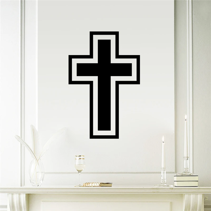 

christian cross wall stickers for living room home decoration removable vinyl decals art black