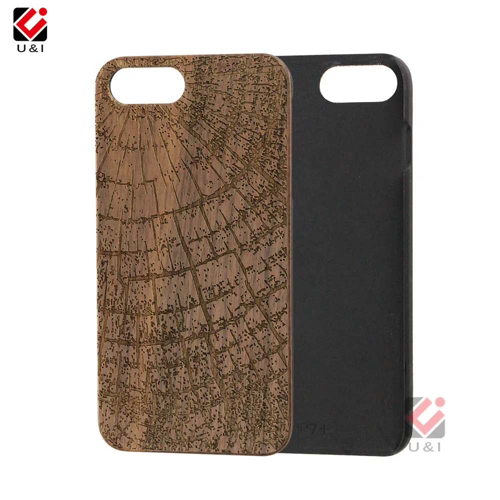 For iPhone 5 5s 6 6s 6plus 7 7plus 8 8plus Real Wood Spider Net Wave Tree Rings Carved PC Back Protector Back Cover for iPhone 8 (3)