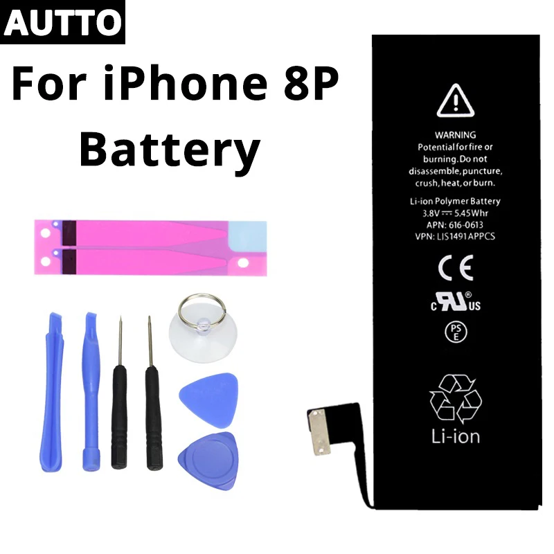 

10pcs/lot 100% test 0 cycle For iPhone 8Plus 8+ mobile phone lithium battery for replacing the phone built-in battery gift tool
