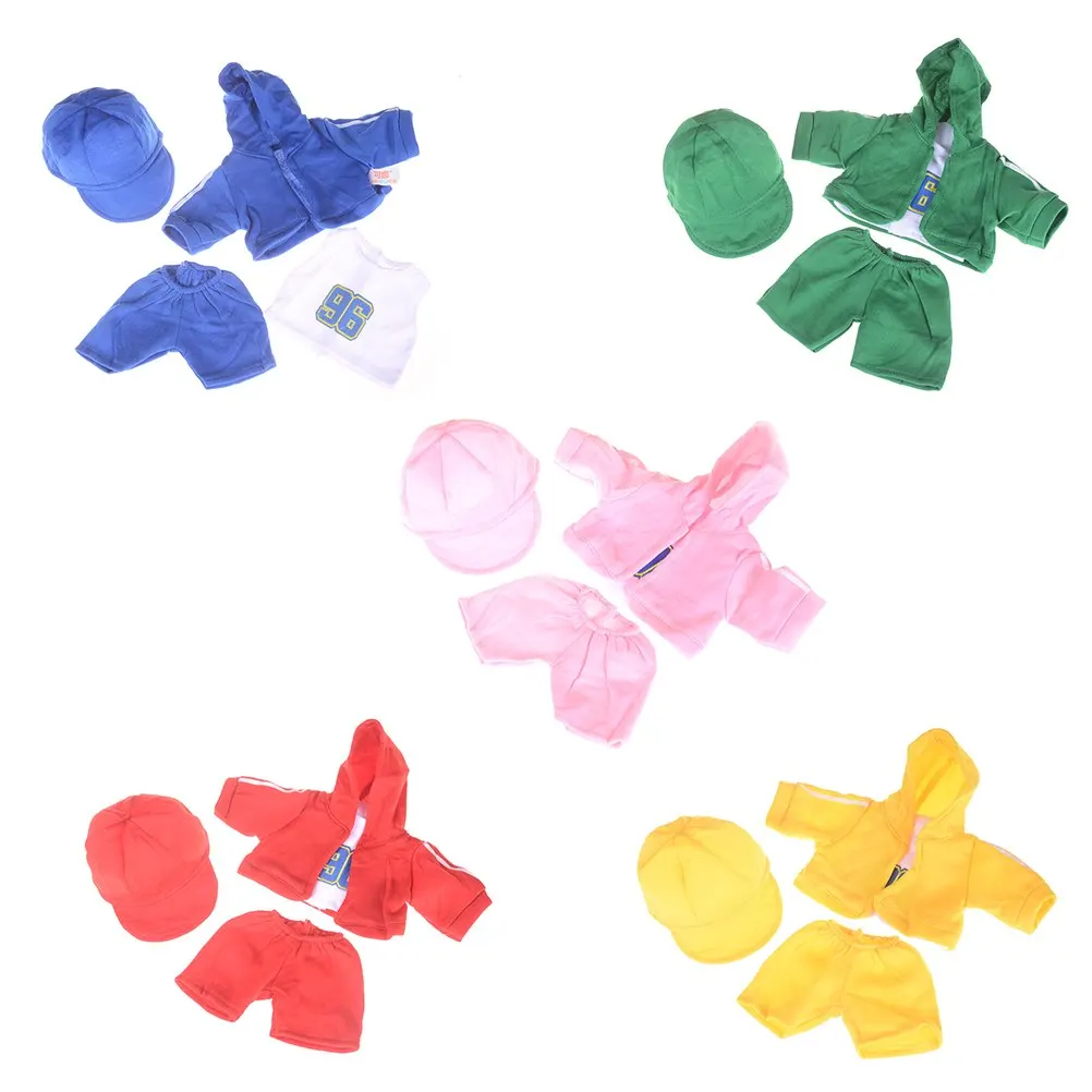 For 18 Inch Doll Suit 4 In 1 A Set Green Hooded Coat Outwear Short Pants Shirt Fit For 43cm Zapf Baby Born Dolls Boy Clothes