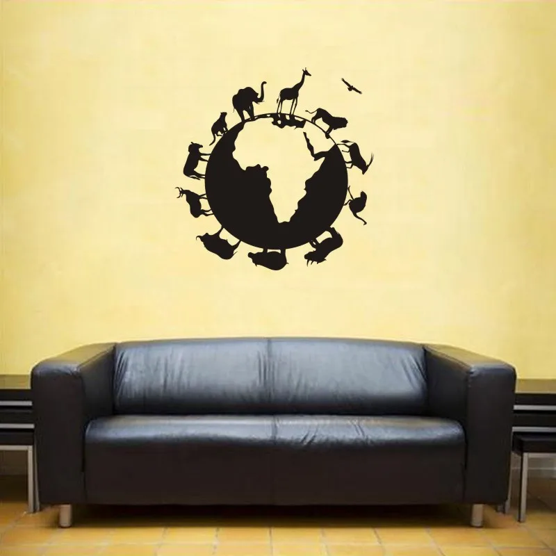 

Africa Animals Map Wall Stickers Large New Design Coffee Shop Pattern Wall Decal Vinyl Poster Sticker African Map Decals