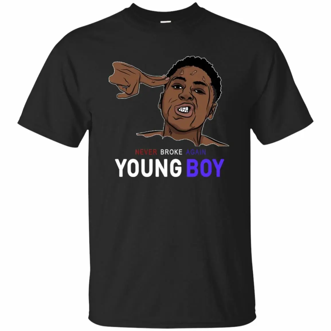 Youngboy короткий рукав черный темно синий никогда не сломается снова Футболка