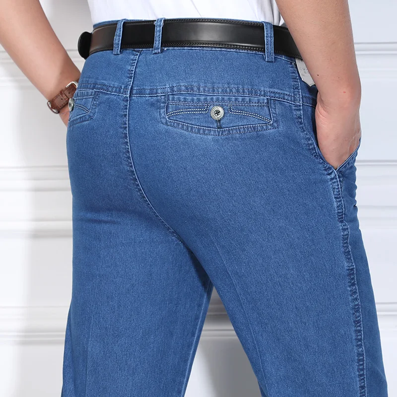 Casual Fashion Mens Qaulity Jean Cotton Classic Stretch Solid Jeans Blue Male Denim Pants Spring Autumn Men Overalls