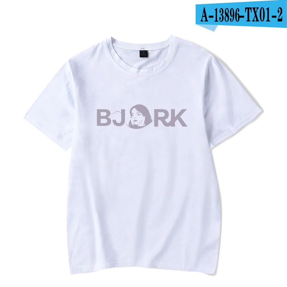 Лидер продаж, Bjork футболка wo Мужская мода хип хоп хлопок Harajuku принт певица Bjork короткий рукав черная футболка плюс размер - Цвет: white