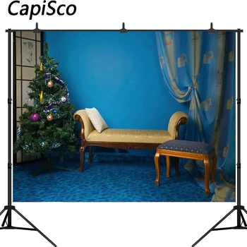 

Capisco Blue wall Curtain carpet Christmas decoration Photography Backgrounds Customized Photographic Backdrops For Photo Studio