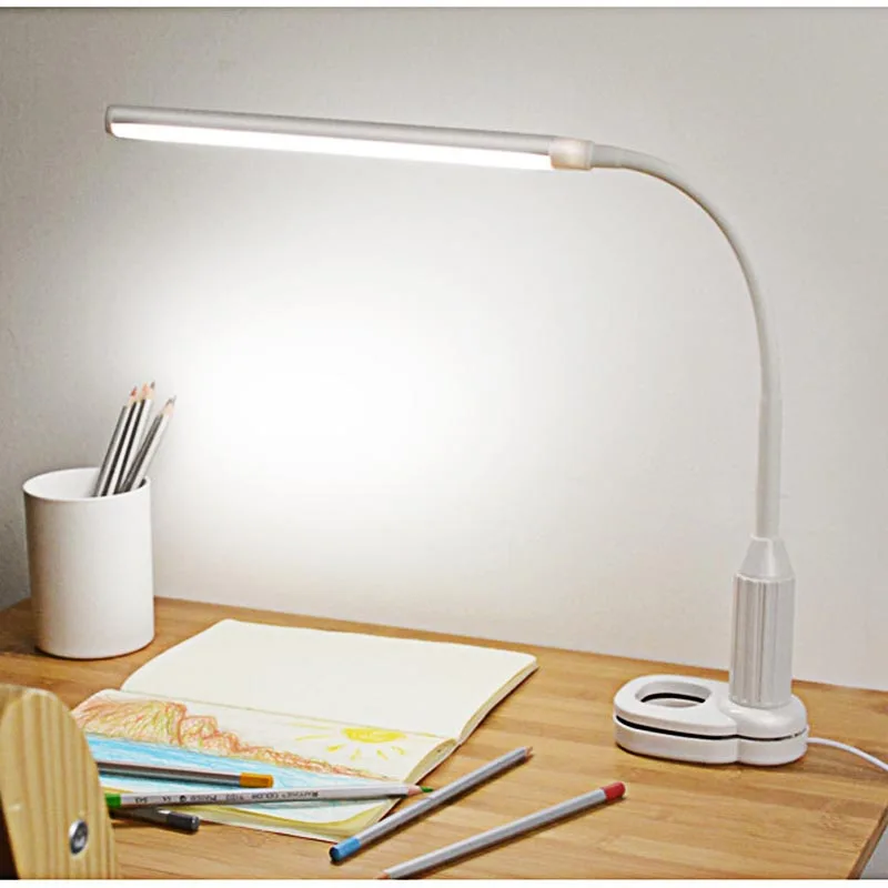 

Clip Desk Lamp USB Powered Table Lamp 5W 24 LEDs Stepless Dimmable Bendable LED Table Light Touch Switch Reading Light