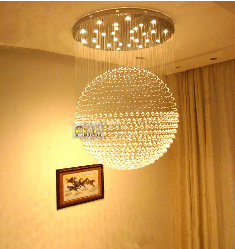 Buy Large Ball Crystal Chandelier Light Shopping Mall Hotel Lobby Chandelier
