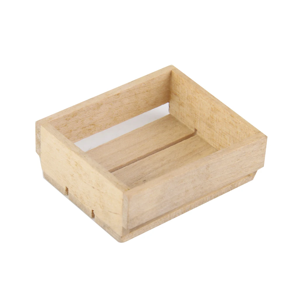 Винтажный дизайн деревянная корзина коробка для 1/12 кукольная кухня миниатюрная мебель