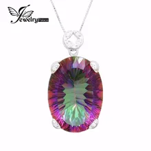 Model New Classic Enormous 42ct Real Concave Rainbow Fireplace Mystic Topaz Stable 925 Sterling Silver Necklace Pendant Classic Jewellery