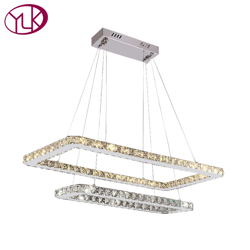 

Youlaike Modern LED Crystal Chandelier Dining Room Two Layers Hanging Light Fixtures Lustres De Cristal