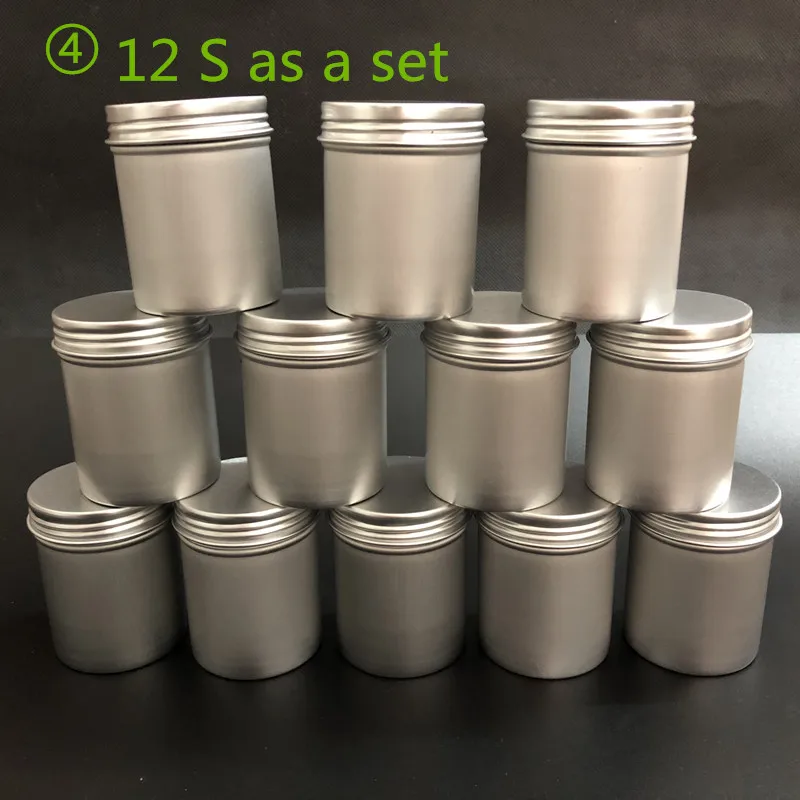 

3 Sizes&4 Sets Aluminum Storage Spices Case Coffee Candy Tea Storage Jars Set Round Metal Lip Balm Tins Jars For Spices