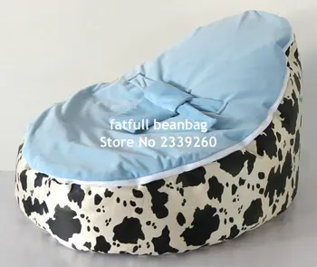 

COVER ONLY, NO FILLINGS - cow design baby bean bag chair with blue top layer, kids sleeping beanbag pods