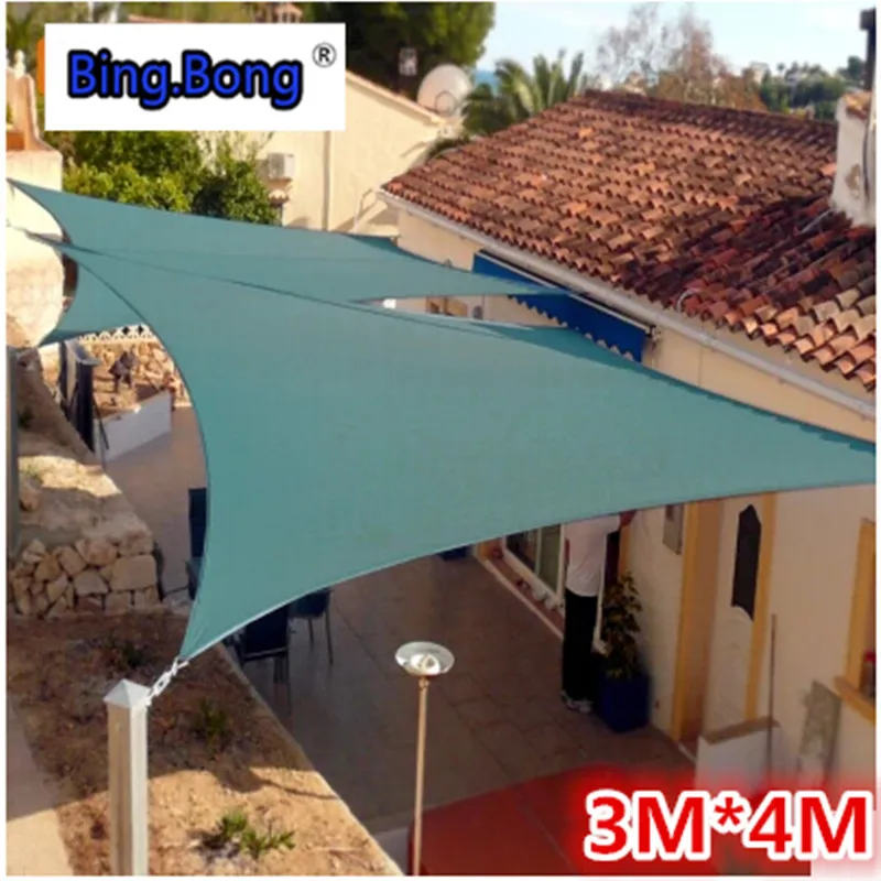 กลางแจ้ง Sun Shade Sail 3M * 4M Gazebo สวนหลังคากันสาดกันน้ำ PU