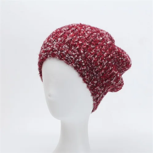 burgundy ROSELUOSI, женские зимние мягкие шапки, Осень-зима, теплые вязаные шапочки, шапка для женщин, толстые, модные, Skullies шапки, женские, Casequette - Цвет: burgundy