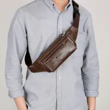 Новинка, модная мужская кожаная поясная сумка, водонепроницаемый поясной кошелек, нагрудные сумки