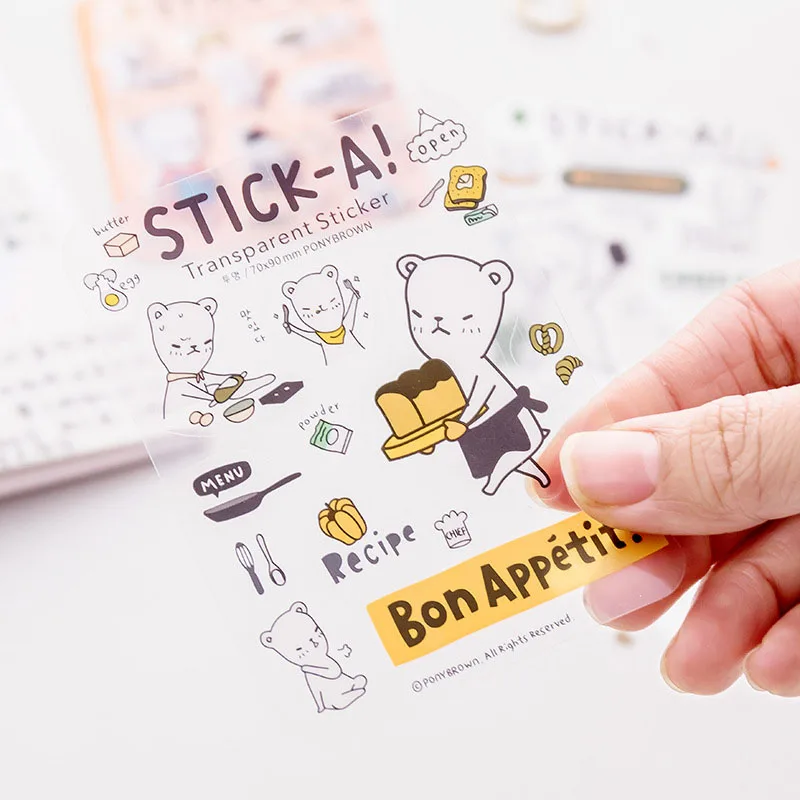

4pcs 7*9cm Korean Style Comic Working Cat Diary Sticker DIY Scrapbooking Stationery Sticker Notebook Decor Student School Supply