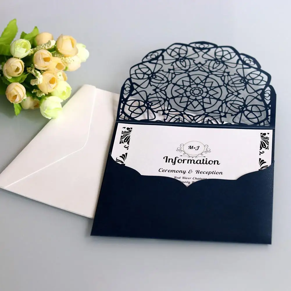  10PCS Laser Cut Wedding Invitations Cards Lace Greeting card Wedding Party Supplies - 32921576113