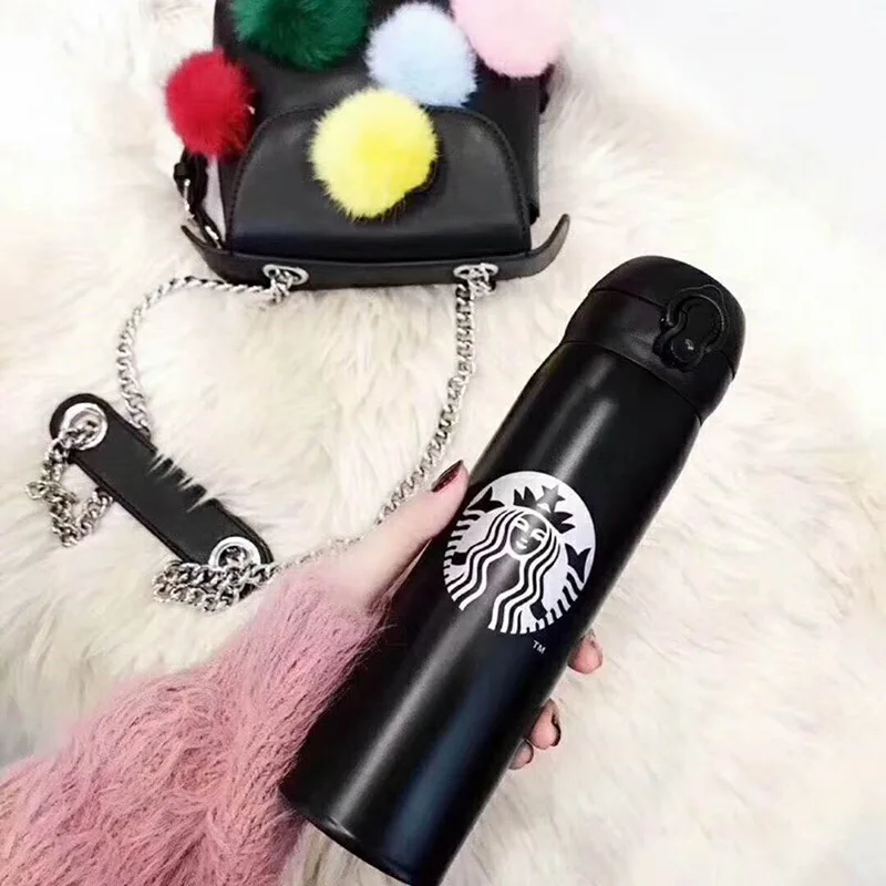 

New Design Double Wall Stainless Steel Vacuum Flasks 500ml Thermos Cup Mermaid Pattern Coffee Tea Milk Travel Mug Thermo Bottle