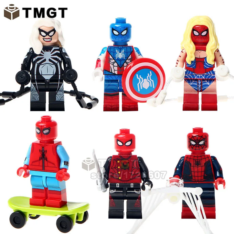 

TMGT Building Blocks 6pcs/lot Decool 0274-0279 Spider BikerSpiderman Spider-honecoming Spider Woman ChildrenGifts Toys Drop Shi