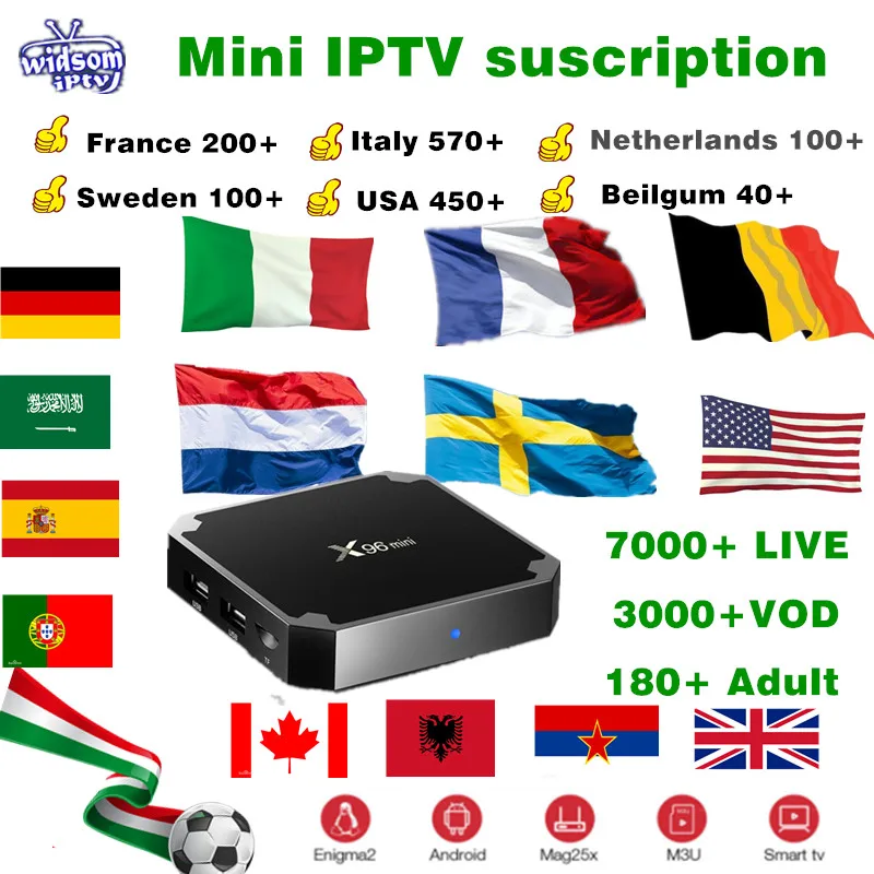 X96 мини IP tv подписка Франция Нидерланды Бельгия арабский США Италия Германия Испания IP tv Польша m3u 4k 7000+ live advanced tv box