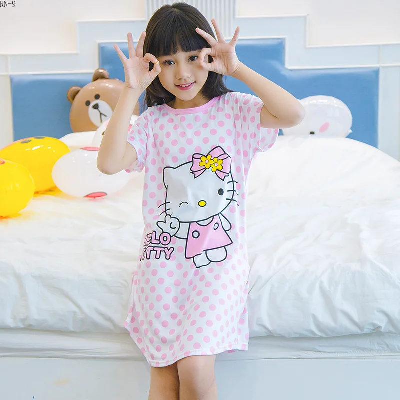 

Girls Fashion Nightwear 2019 Summer Kids Sleepwear Short Sleeve Cartoon Girls Nightgowns Children Nightdress Kids Baby Lounge