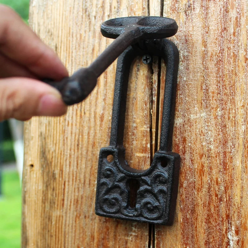 Европейский Винтажный Античный Черный ключ замок дизайн домашний сад Декор чугунная дверная ручка