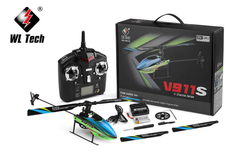 WLtoys V911S RC вертолет 2,4G 4CH 6-Aixs Gyro Flybarless RC вертолет RTF пульт дистанционного управления вертолет с гироскопом ударопрочный