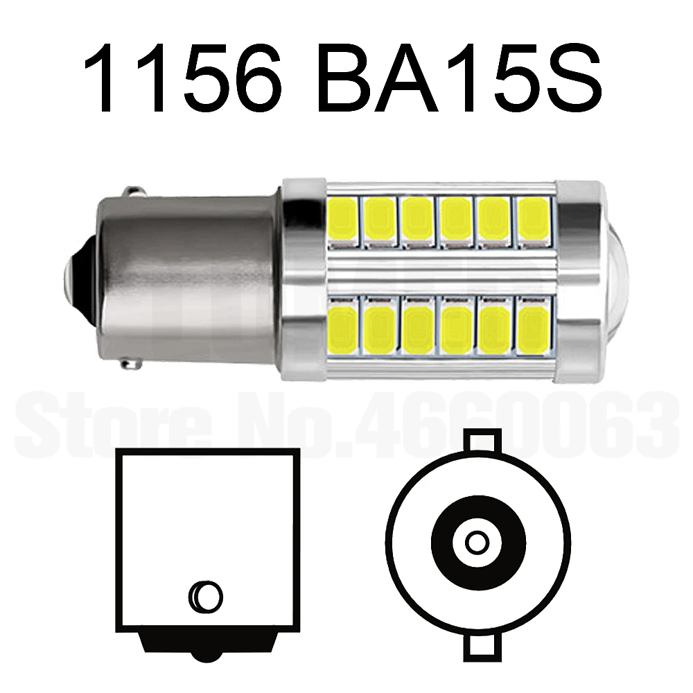 100x P21W LED 1156 T20 W21/5W P21/5w 7443 W21W 7440 Bay15d 3156 3157 33 5630 Car LED Bulb Auto DRL Stop Reverse Light