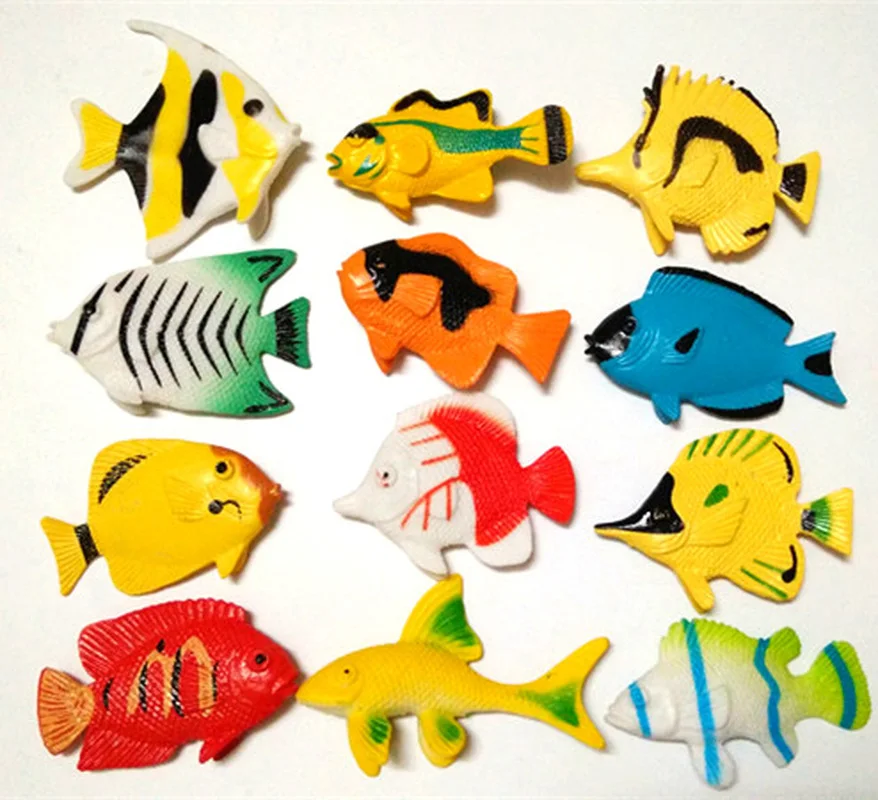 

12 Mini-simulation Marine Model Tropical Fish Static Solid Marine Animal Model, Children Animal Toys
