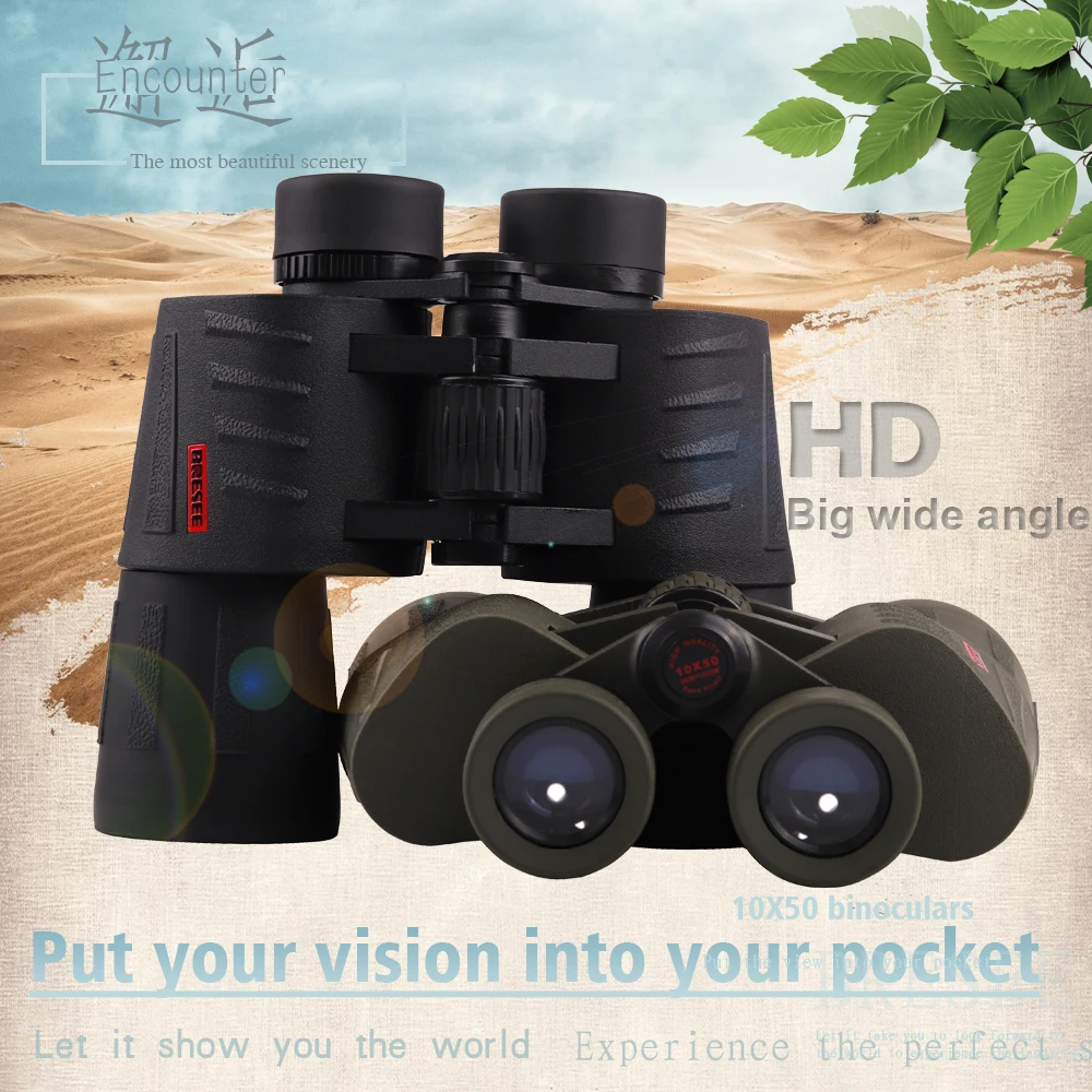 Fixed Focus Binoculars Optics 10x50mm Focus Mid size Roof
