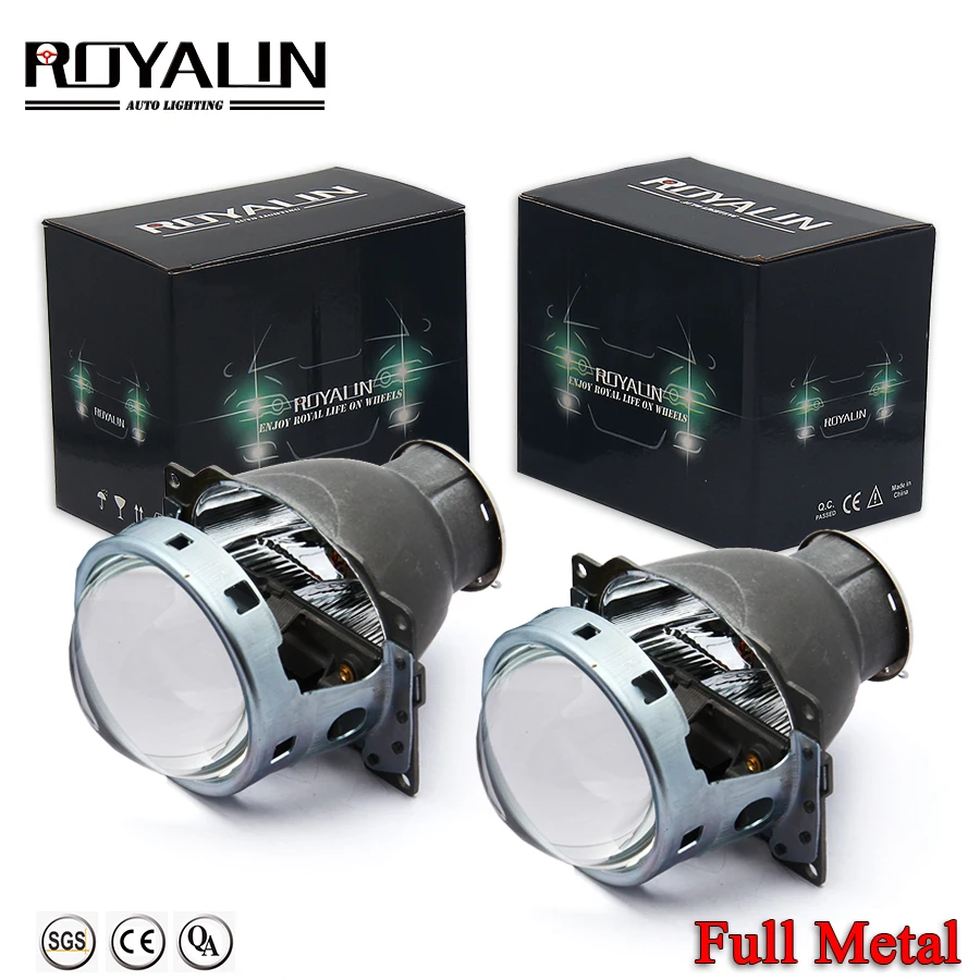 

ROYALIN Car Q5 Headlights Lens Halogen Bixenon H7 Metal Projector 12V LHD RHD for Automobiles D2S D2R External Lamps Retrofit