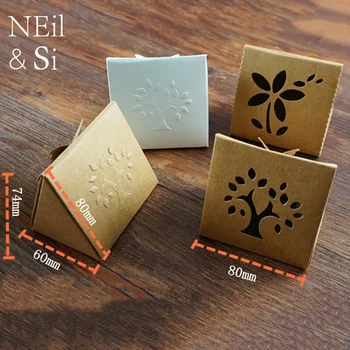 

Kraft Paper Hollow Box Butterfly knot closure Gift Handmade Soap Package Window Boxes Emboss Tree Flower Free Shipping