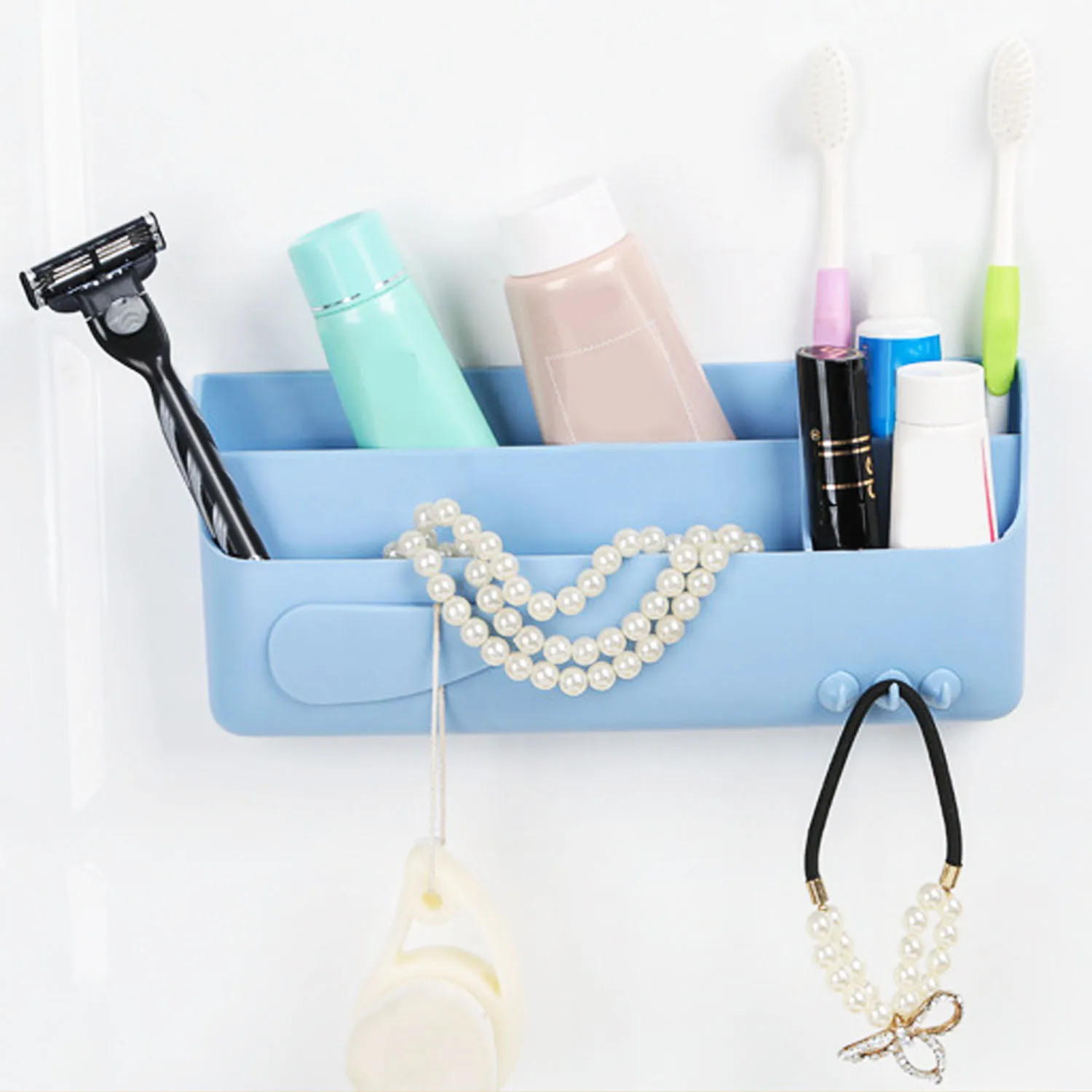 NC Self adhesive Wall Mount Storage Rack Cosmetics Toiletries Sundries