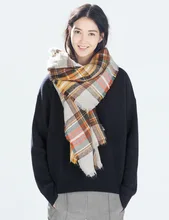 Za Winter Scarf 2016 Luxury Brand Tartan Cashmere Scarf Women Wool Plaid Blanket Scarf Pashmina Wrap Shawls Hijab CS-01703W