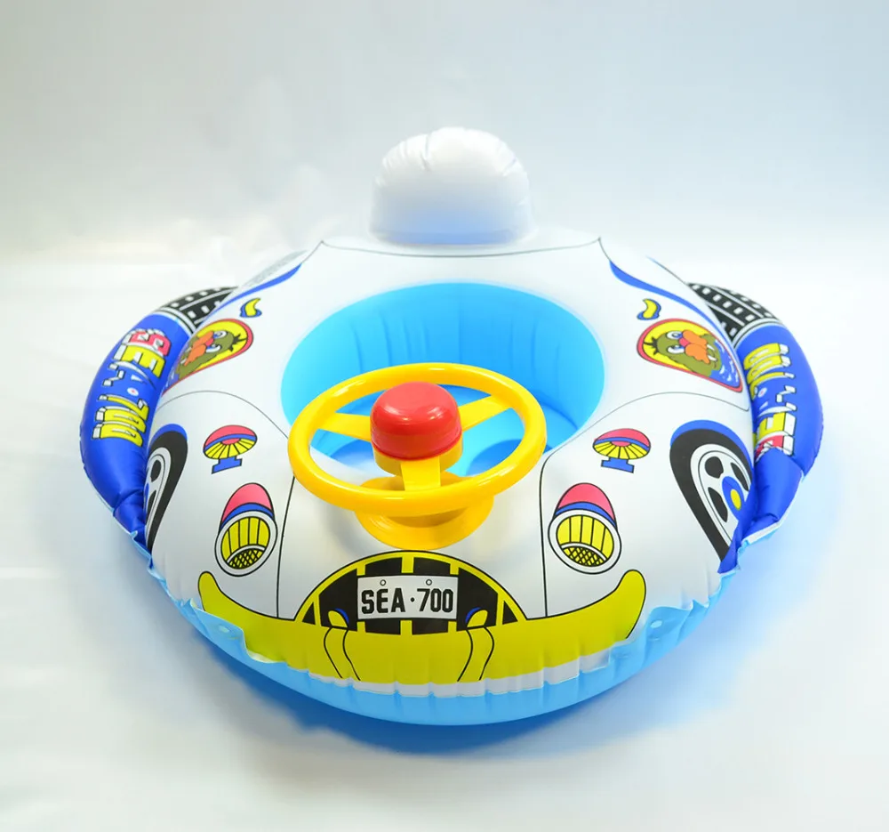 Безопасные детские надувные детский спасательный круг мультфильм Плавание сиденье Детская поплавок лодка с рулевого колеса игрушки для бассейна