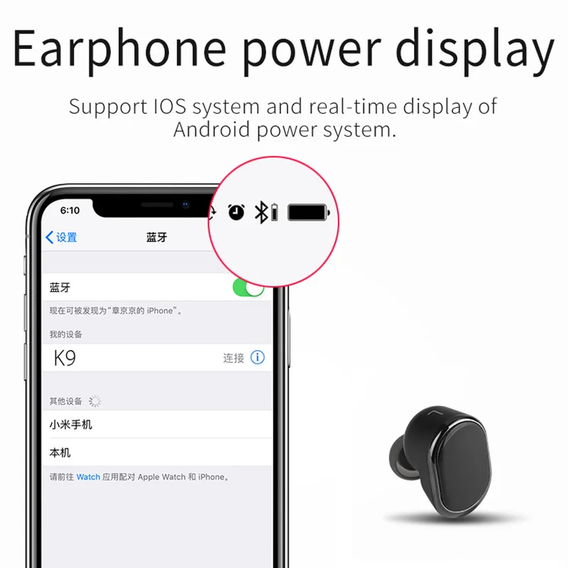

New Bluetooth 5.0 Earbuds Wireless Gaming Mini Earphones with Charging Box for Phone