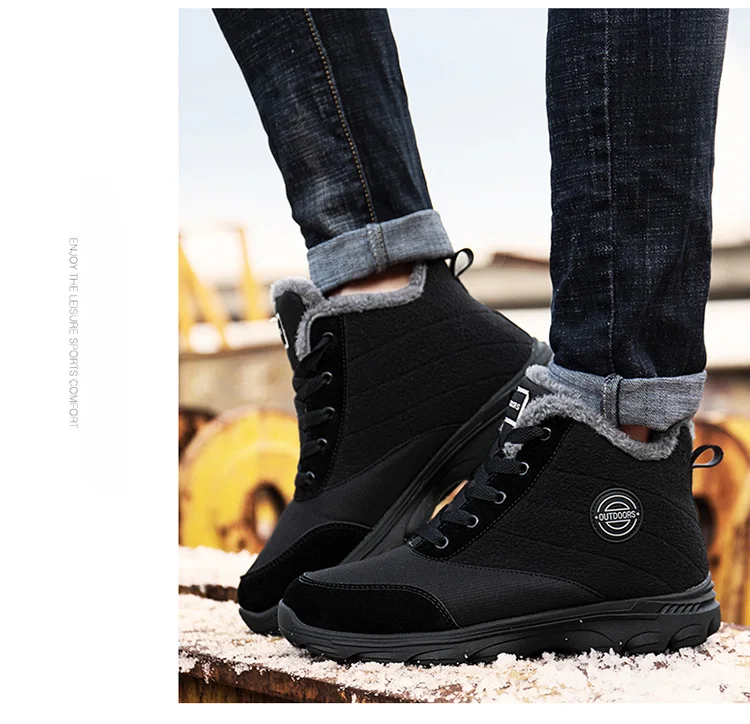 Зимние ботинки мужская теплая Повседневная обувь на меху резиновые ботильоны, Нескользящие мужские кроссовки на шнуровке, модные зимние ботинки мужская обувь высокого качества