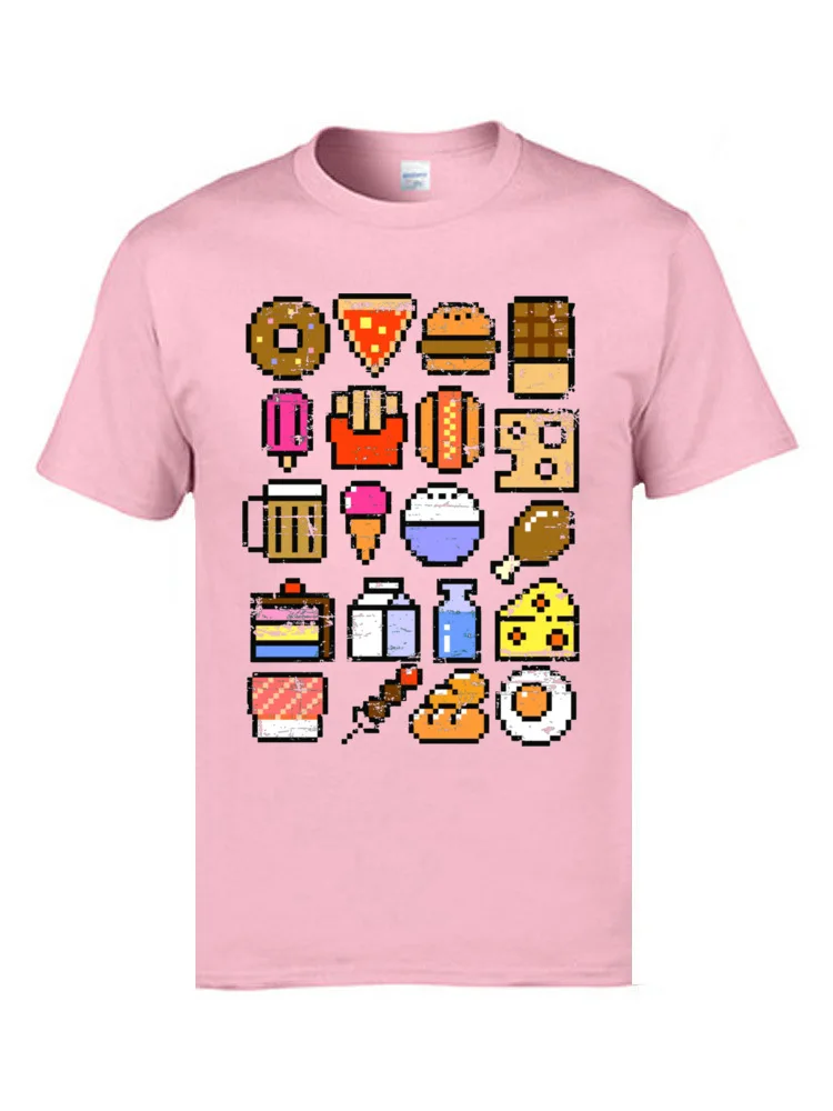 Normal Normal ostern Day All Cotton O Neck Young Tops Tees Camisa T-shirts Dominant Short Sleeve T-shirts Top Quality 8 bit Foodie v2 Distressed  9937 pink