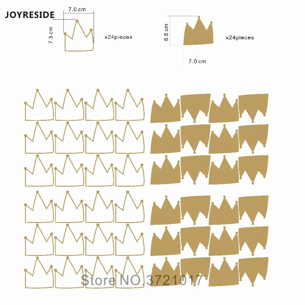 JOYRESIDE 48 قطعة/مجموعة تاج صور مطبوعة للحوائط الفينيل الفن ملصق للإزالة الاطفال فتاة طفل الحضانة غرفة نوم الديكور ديكور فني YMX08