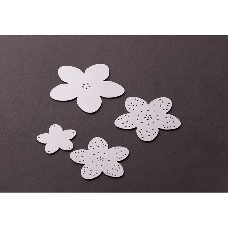 JX-LCLYL 4Pcs Metal Flower Shape Cutting Dies Stencils DIY Scrapbook Art Photo Album Gray