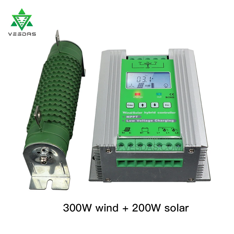 

500W Wind Solar Hybrid Charge Controller MPPT Solar Controller with Dump Load 12V /24V Auto Match for 300W Wind and 200W Solar