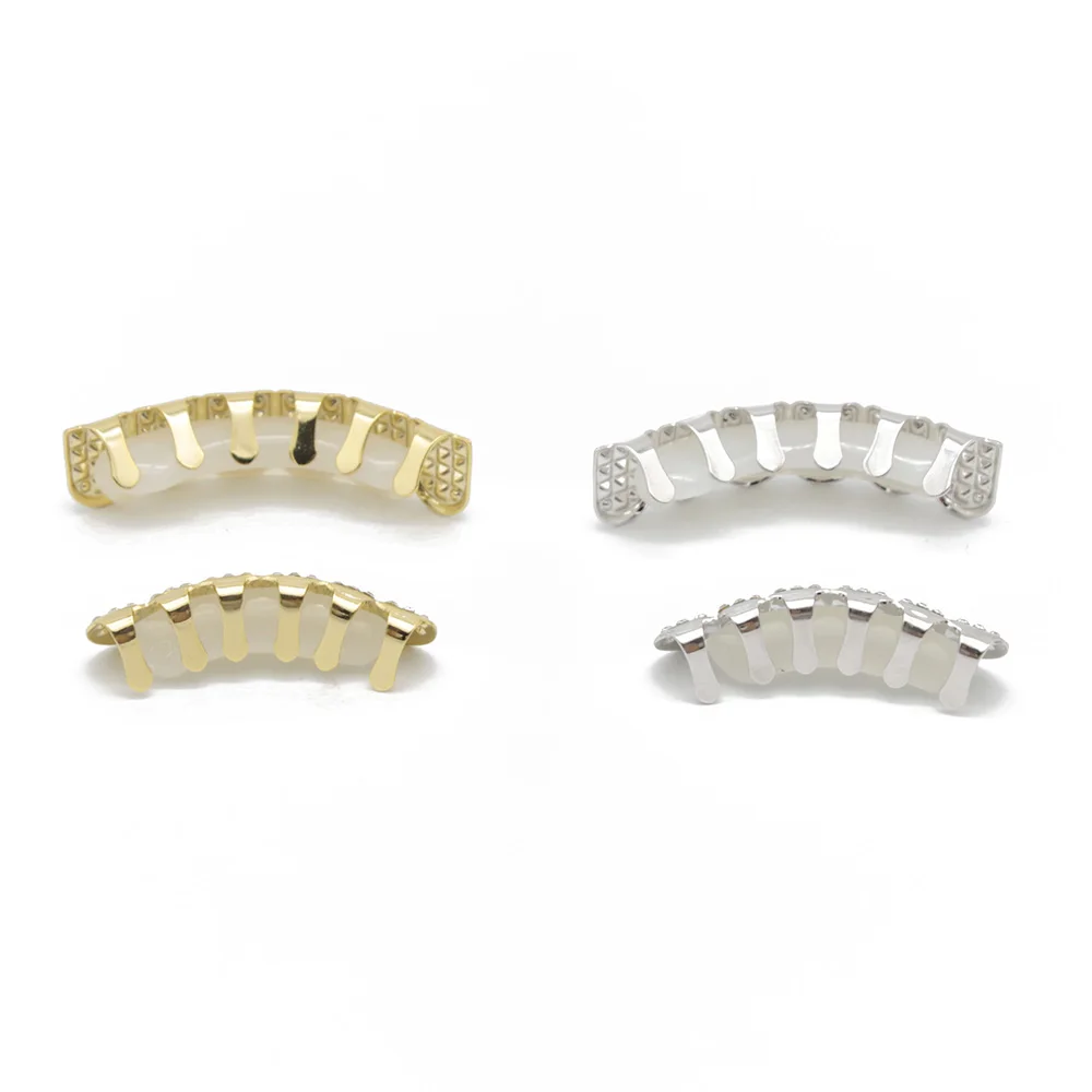 Золото Серебро Iced Out CZ Зубы Grillz Лучшие Нижние Мужчины Женские Ювелирные Новые