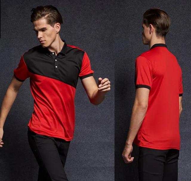 S 4XL Breathable polo shirt Vinyl men Polos PatchWork Tees Quickly Dry