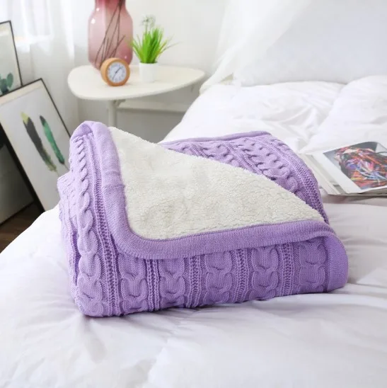 

CAMMITEVER 100% Cotton High Quality Sheep Velvet Blankets Winter Warm Knitted Blanket Sofa/Bed Cover Quilt Knitted