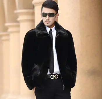 

3Xl/6Xl Male Large Size Winter Autumn Spring Fake Fur Jacket Plus Size Black Man-Made Fur Outwears Men Zipper Faux Fur Coat S44