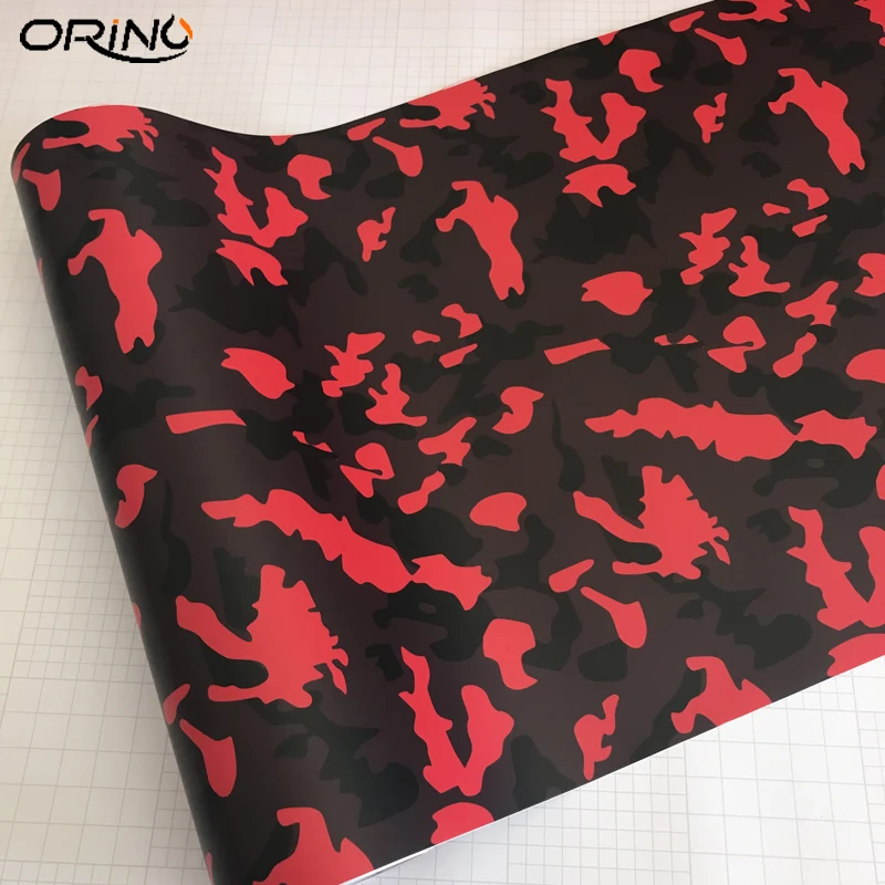 Black Red Camo Vinyl Film Foil-1