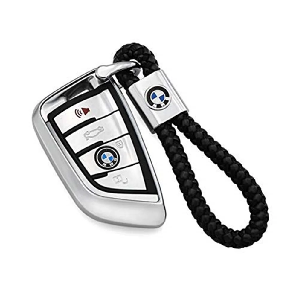 

Car Emblem Key Chain Key Ring Metal Alloy BV Style Black Leather Gift Decoration Accessories(B.M.W)